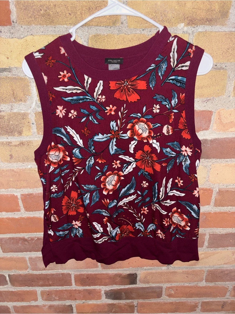 Ann Taylor Factory Burgundy/Maroon Floral Top